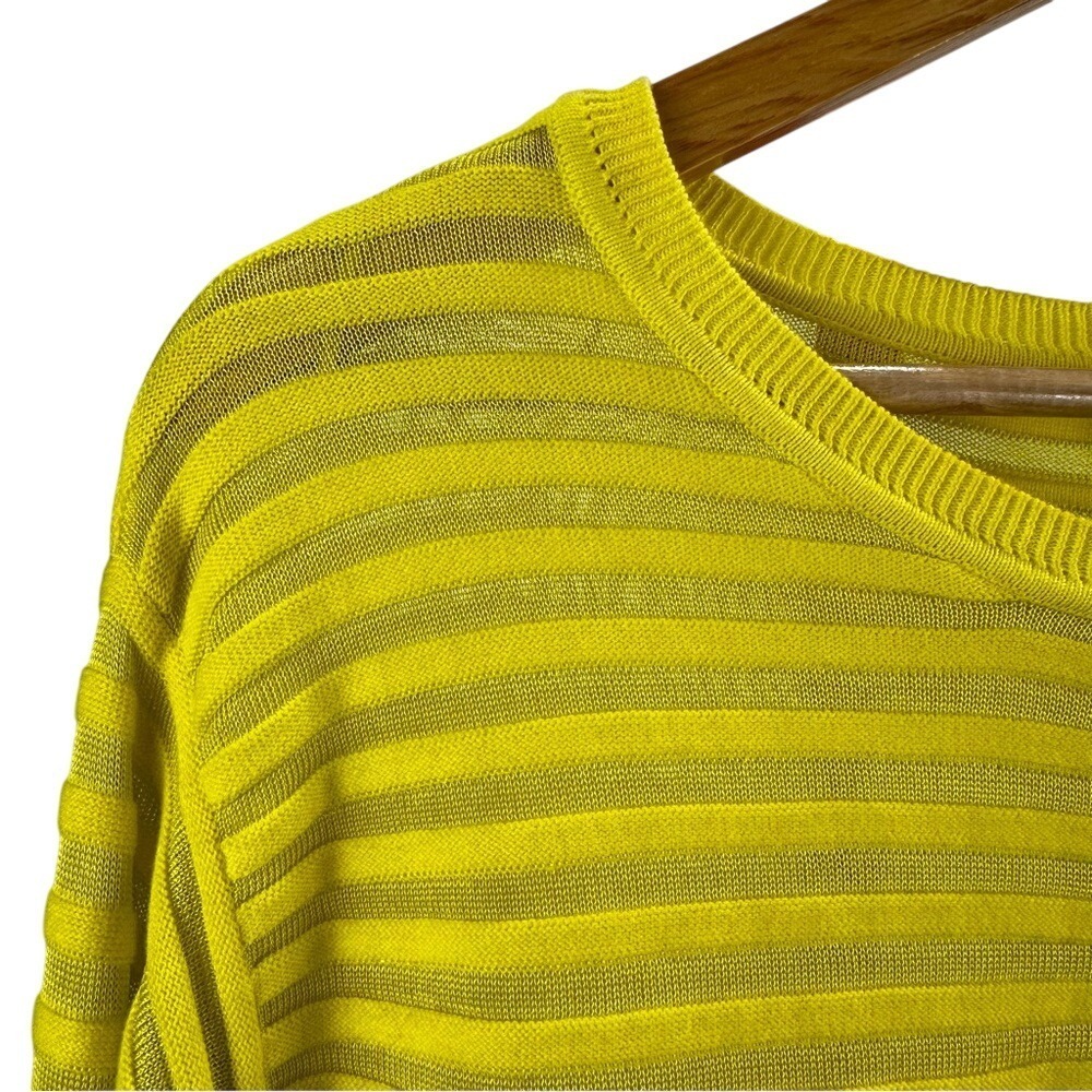 Yellow Sheer Striped Lightweight Sweater Vince Camuto Sheer Women's Size XS - Picture 5 of 11